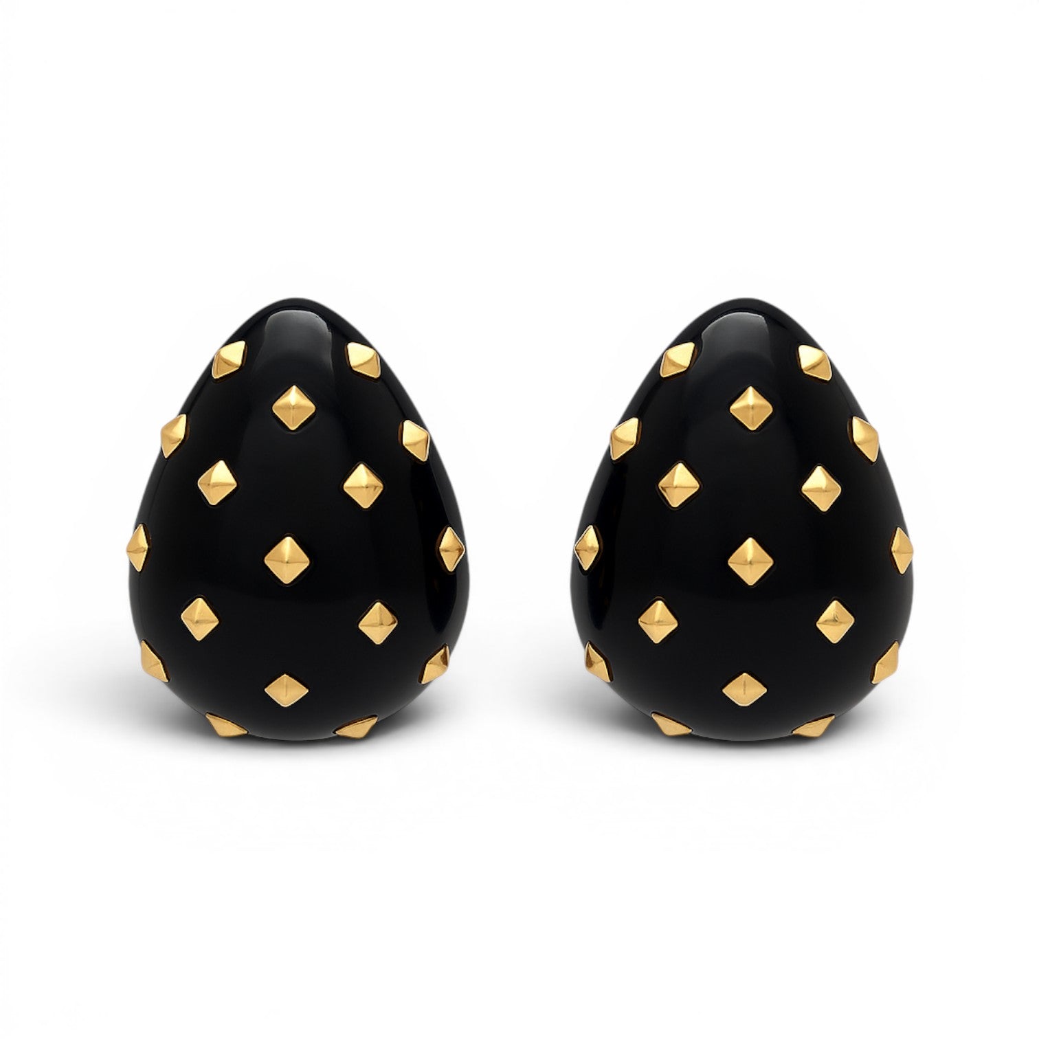 Maristella Black Studded Resin Pierced Hoop Earrings
