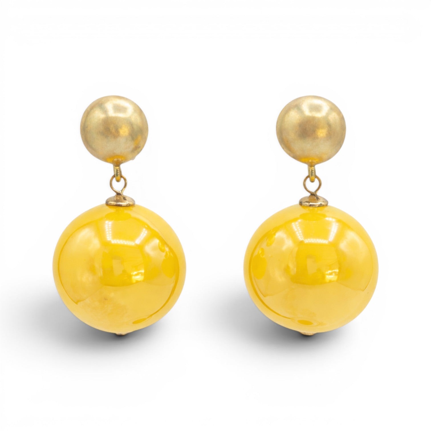 Marylynn Yellow Ball Drop Earrings