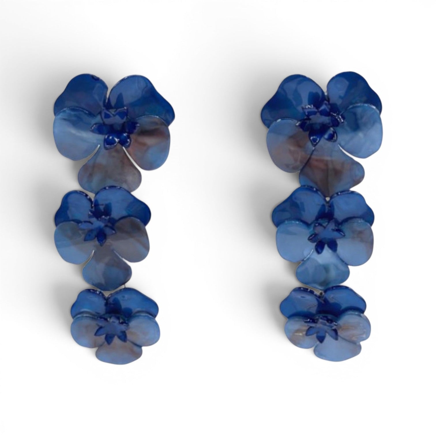 Meadow Cobalt Triple Drop Floral Earrings