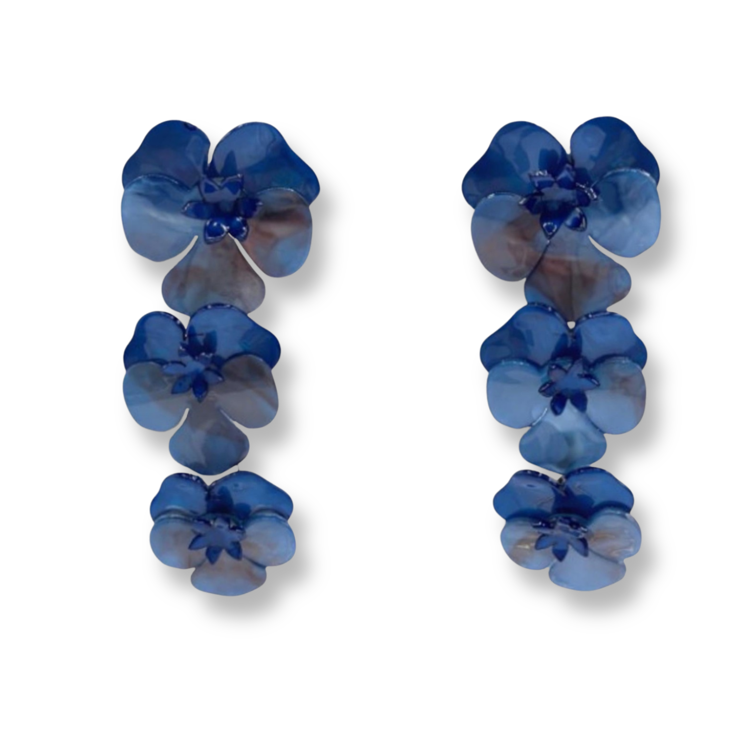 Meadow Cobalt Triple Drop Floral Earrings