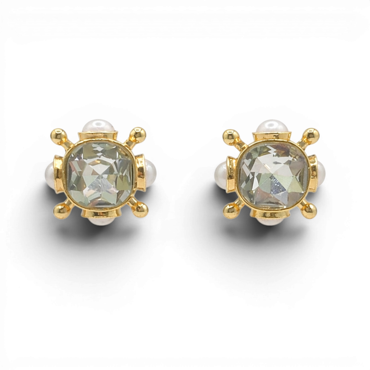 Monica Crystal And Pearl Pierced Sputnik Earrings