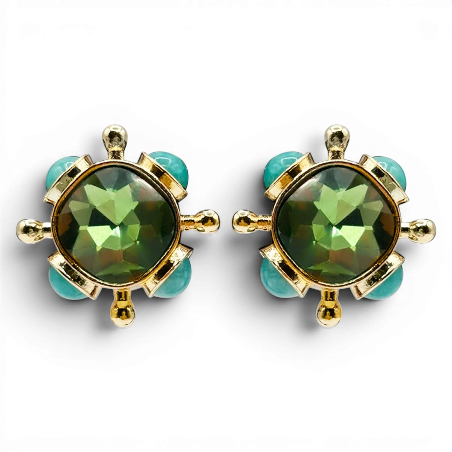 Monica Peridot And Blue Chalcedony Sputnik Earrings