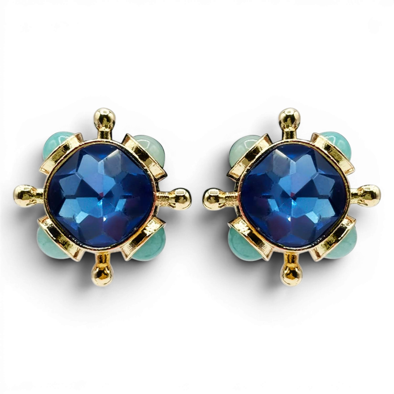 Monica Sapphire And Blue Chalcedony Sputnik Earrings