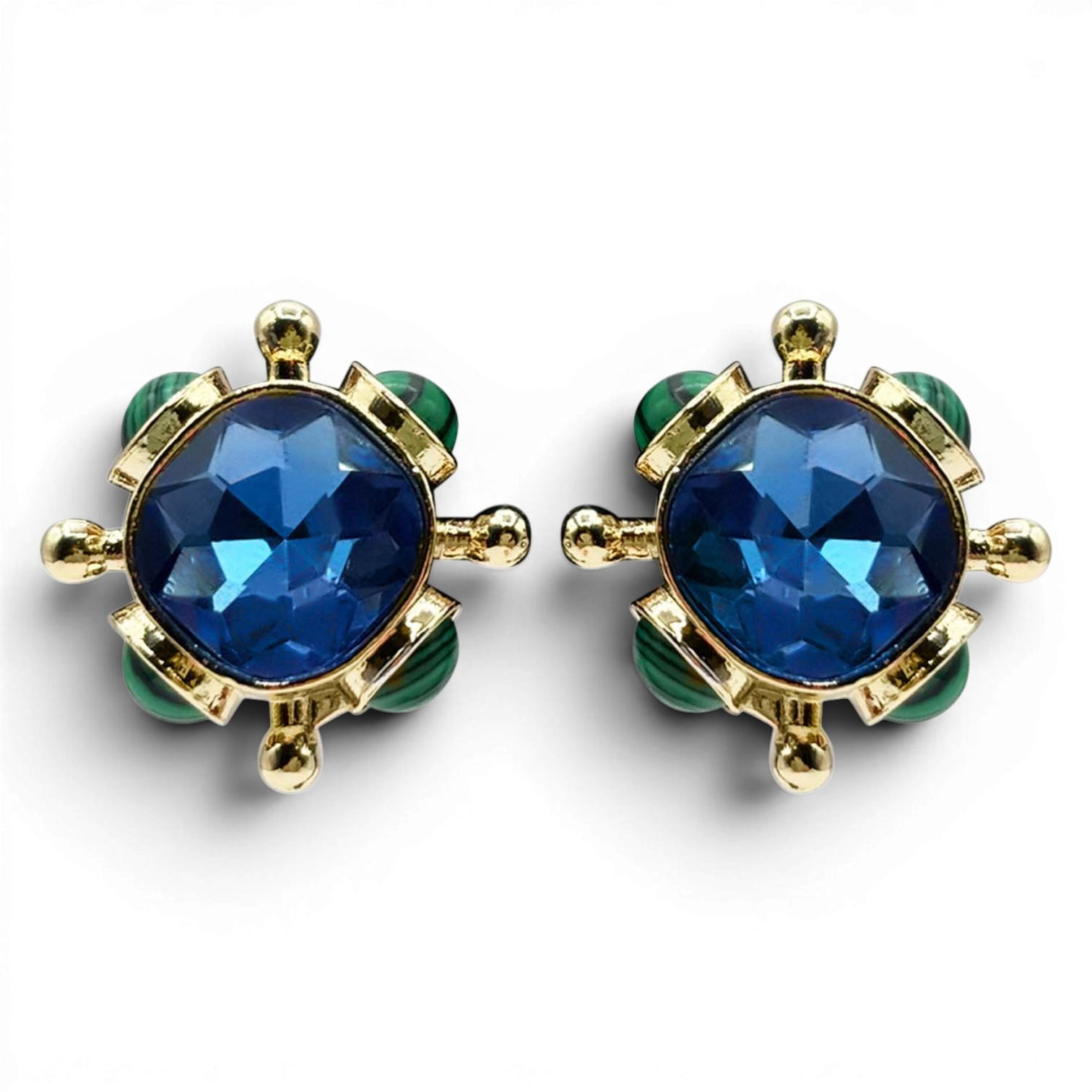 Monica Sapphire And Malachite Sputnik Earrings