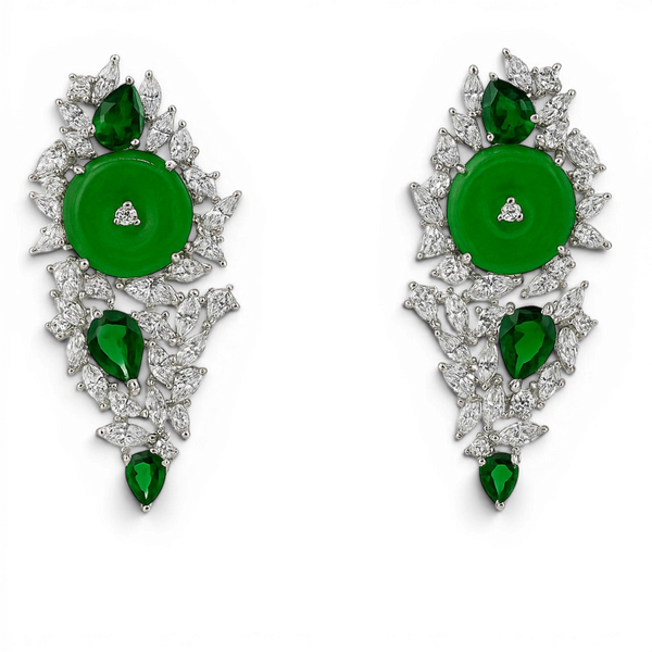 Olivia Diamond And Emerald And Jade Cubic Zirconium Earrings
