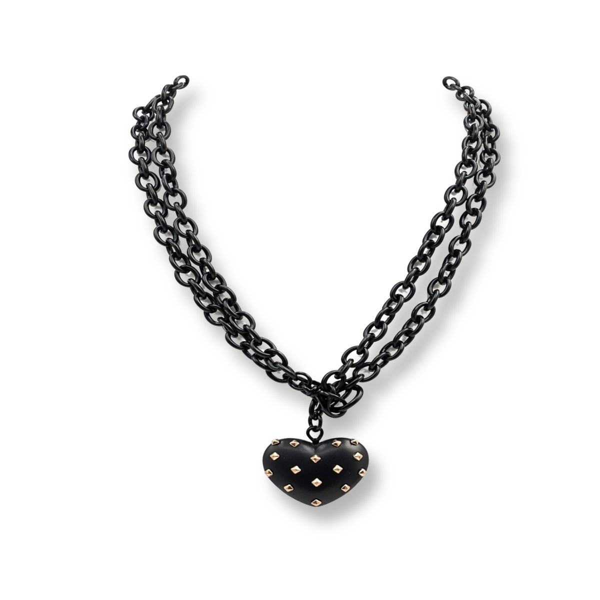 【破格】HEVE Heart neck all-in-one black Ophelia Matte Black Resin Studded Heart Pendant