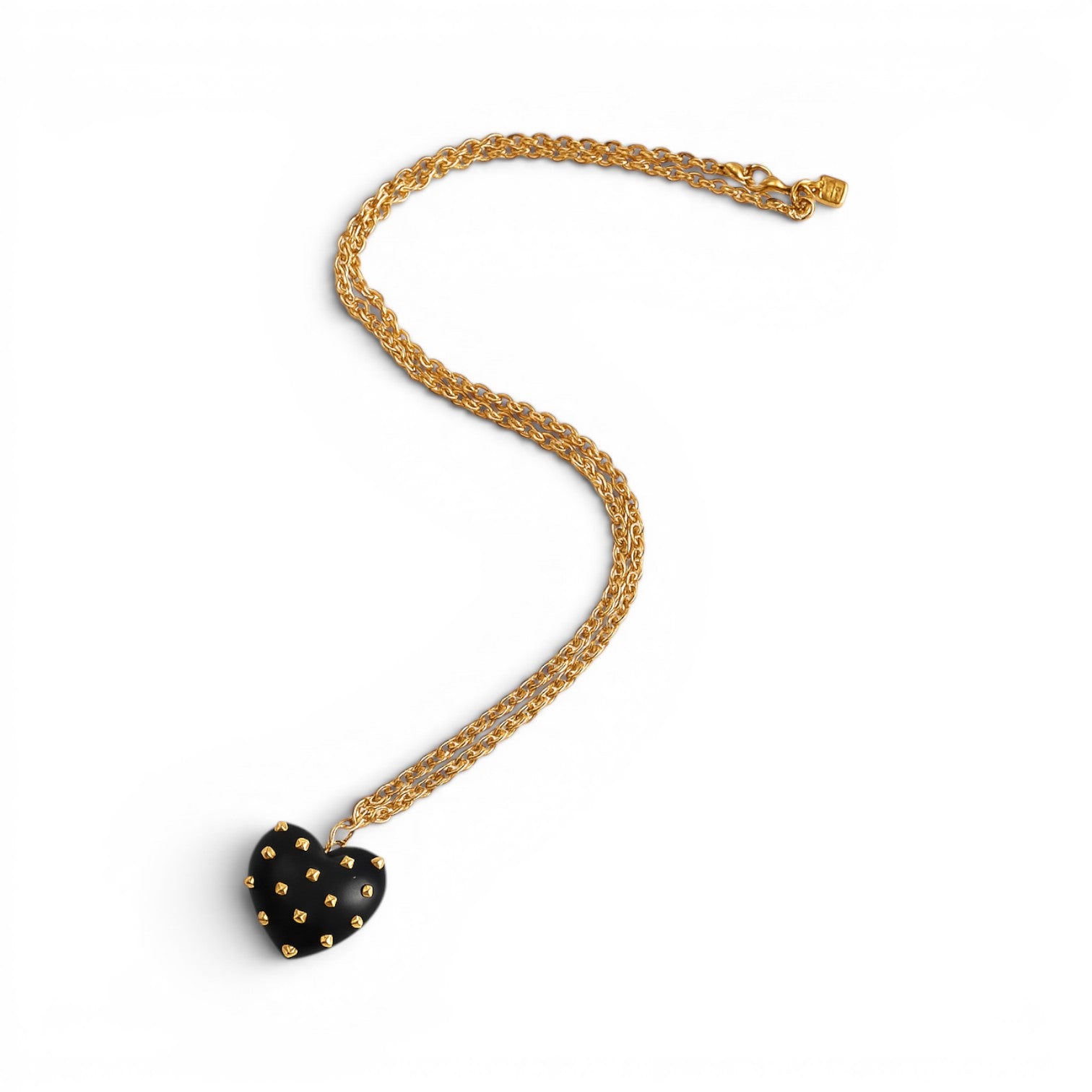 Ophelia Black Resin Studded Heart Pendant