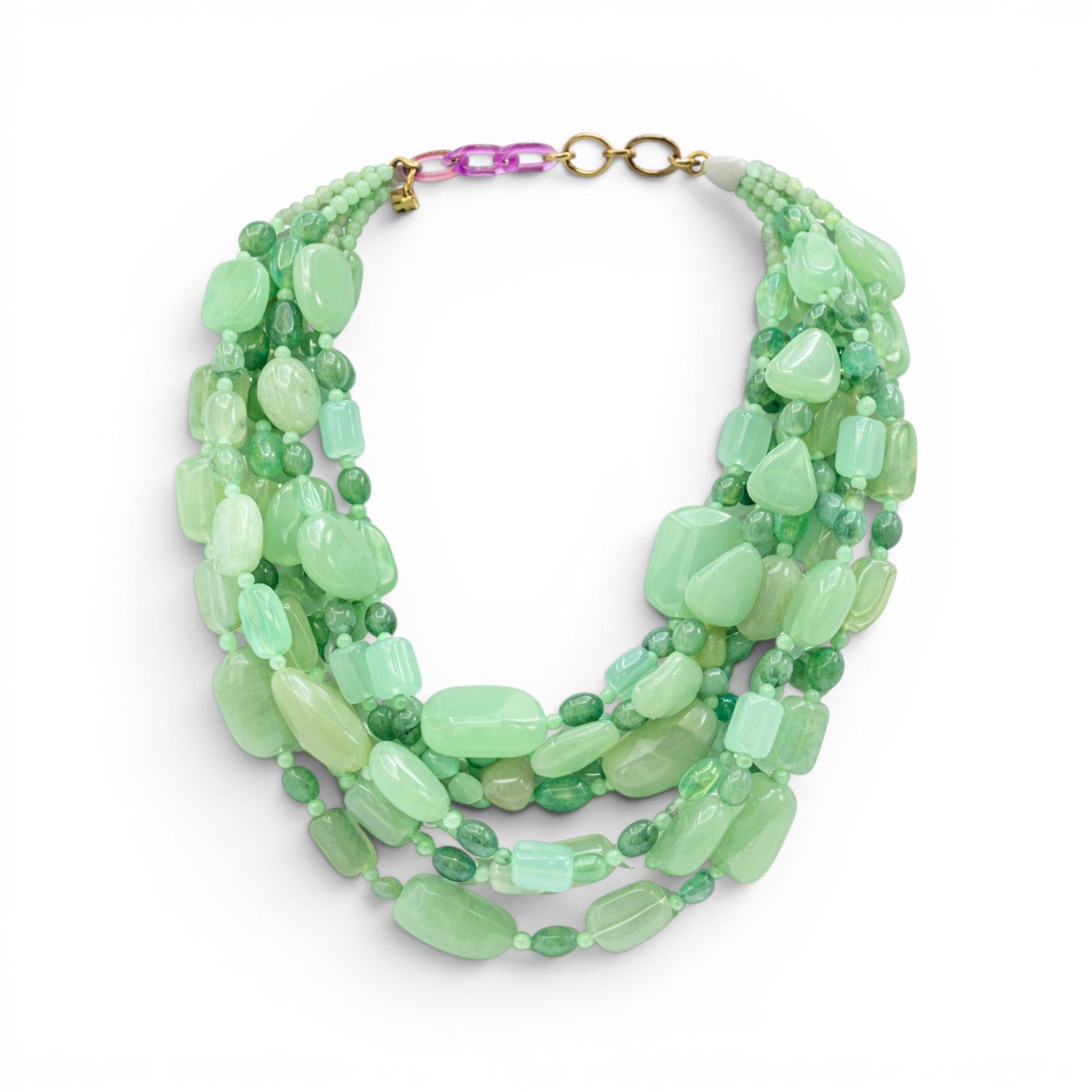 Otilia Multi Strand Shades Of Jade Resin Beads