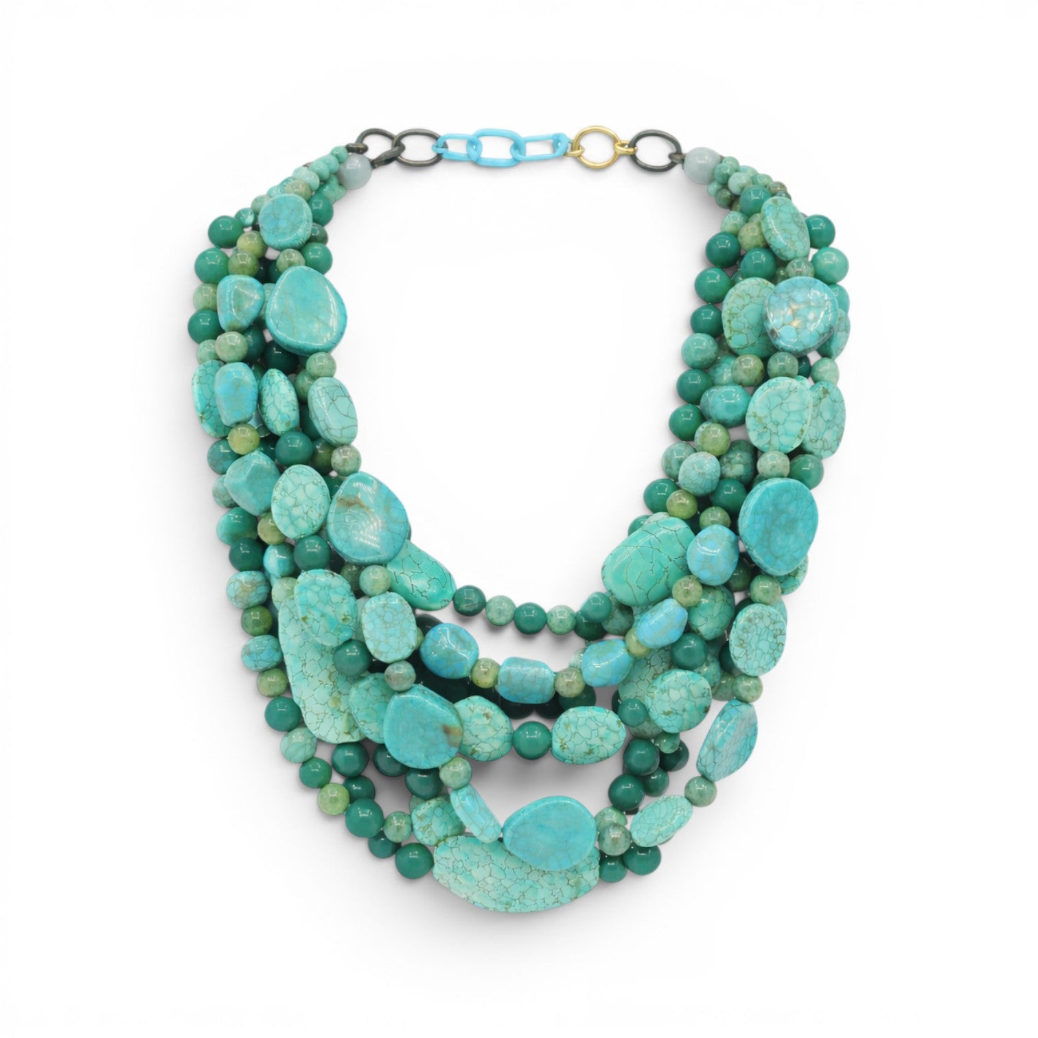 Otilia Multi Strand Shades Of Turquoise Resin Beads