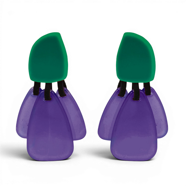Patrizia Green Resin Pierced Top Earrings With Amethyst Resin Drops