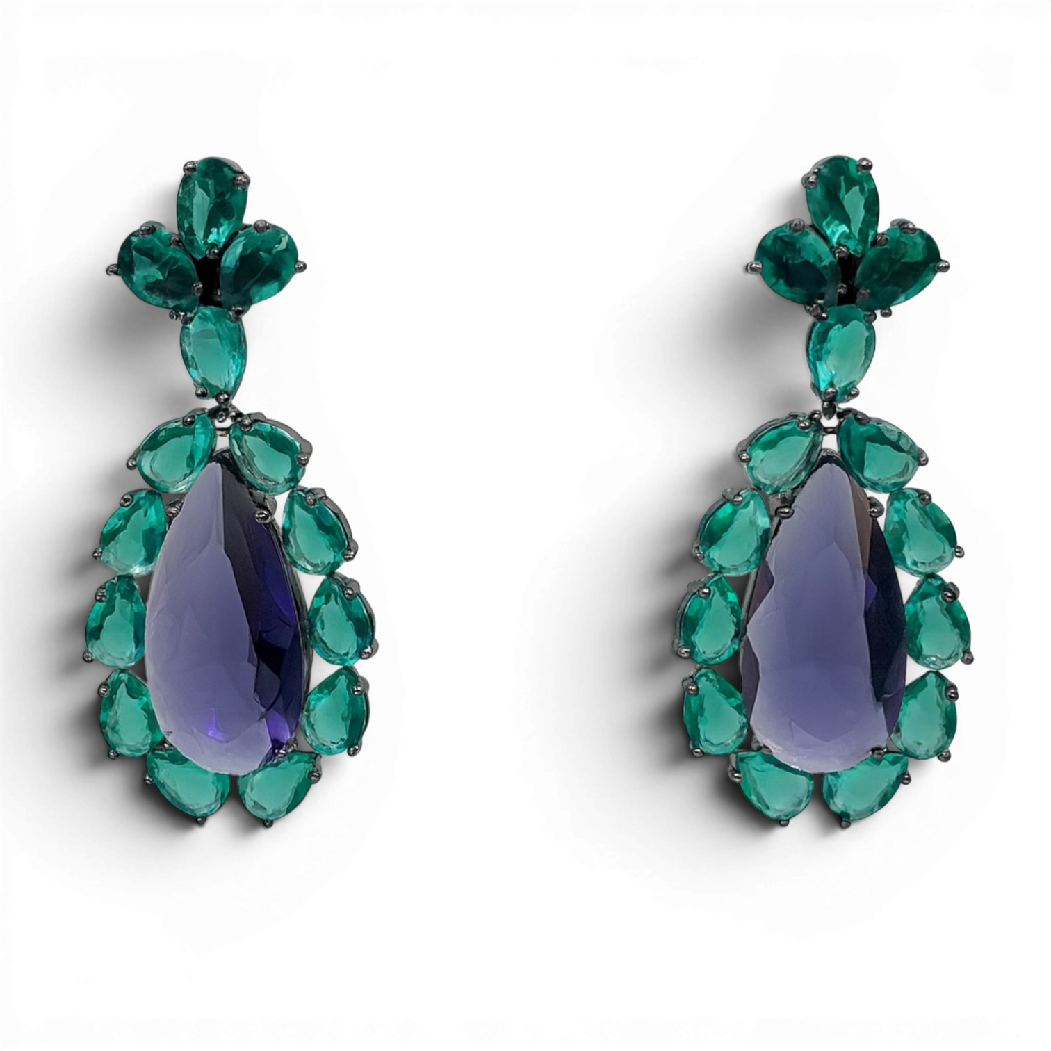 Paula Emerald And Amethyst Drop Earrings