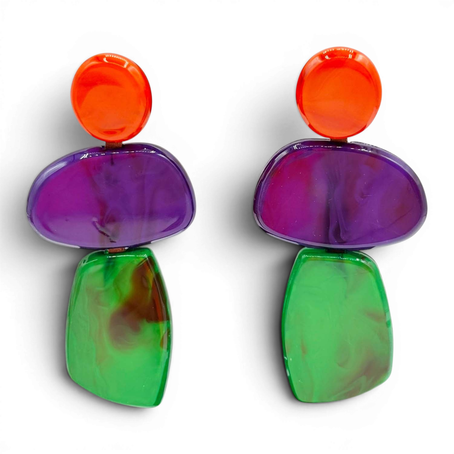 Puzzle Resin Triple Drop Earrings