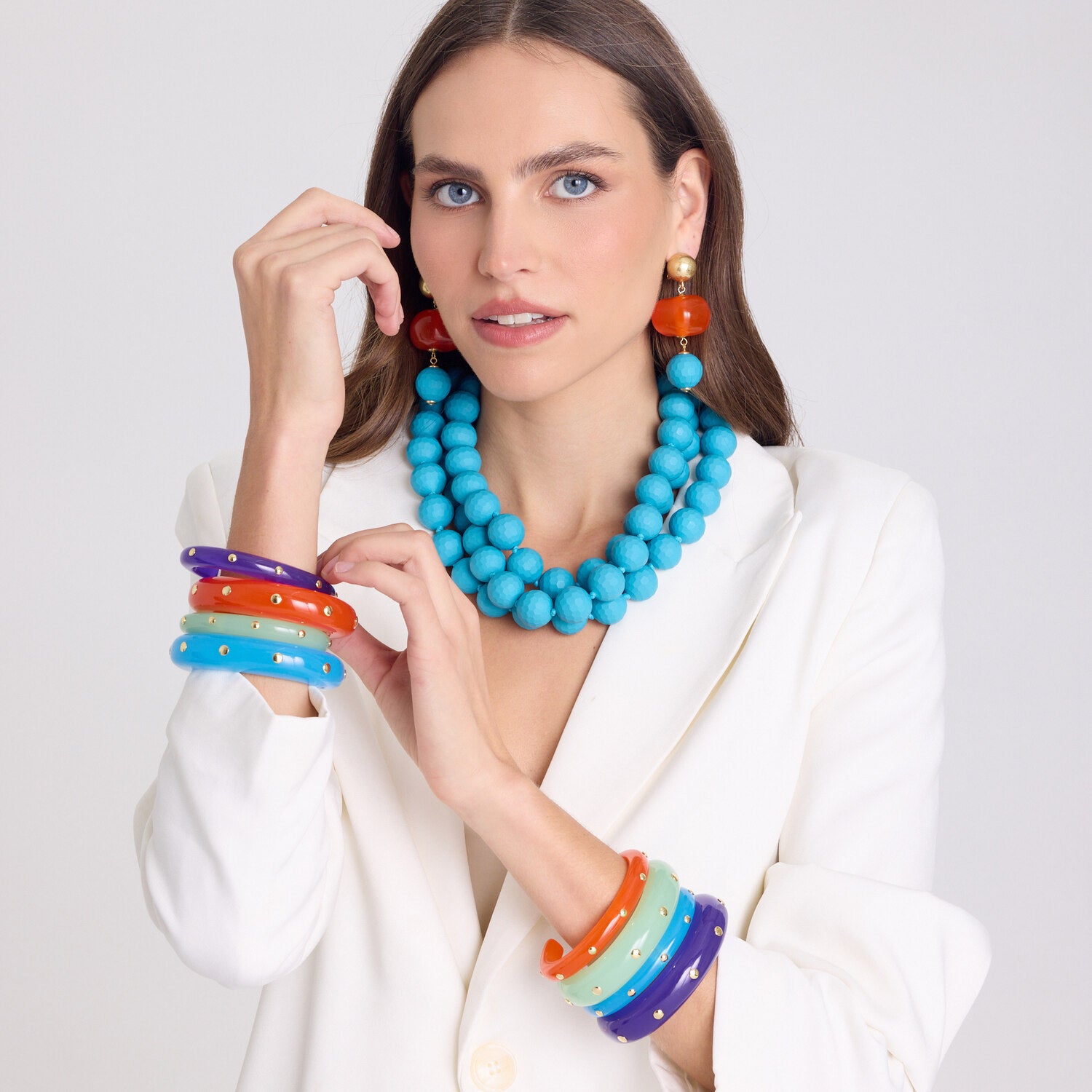 Sonia Turquoise Resin Gold Studded Small Cuff