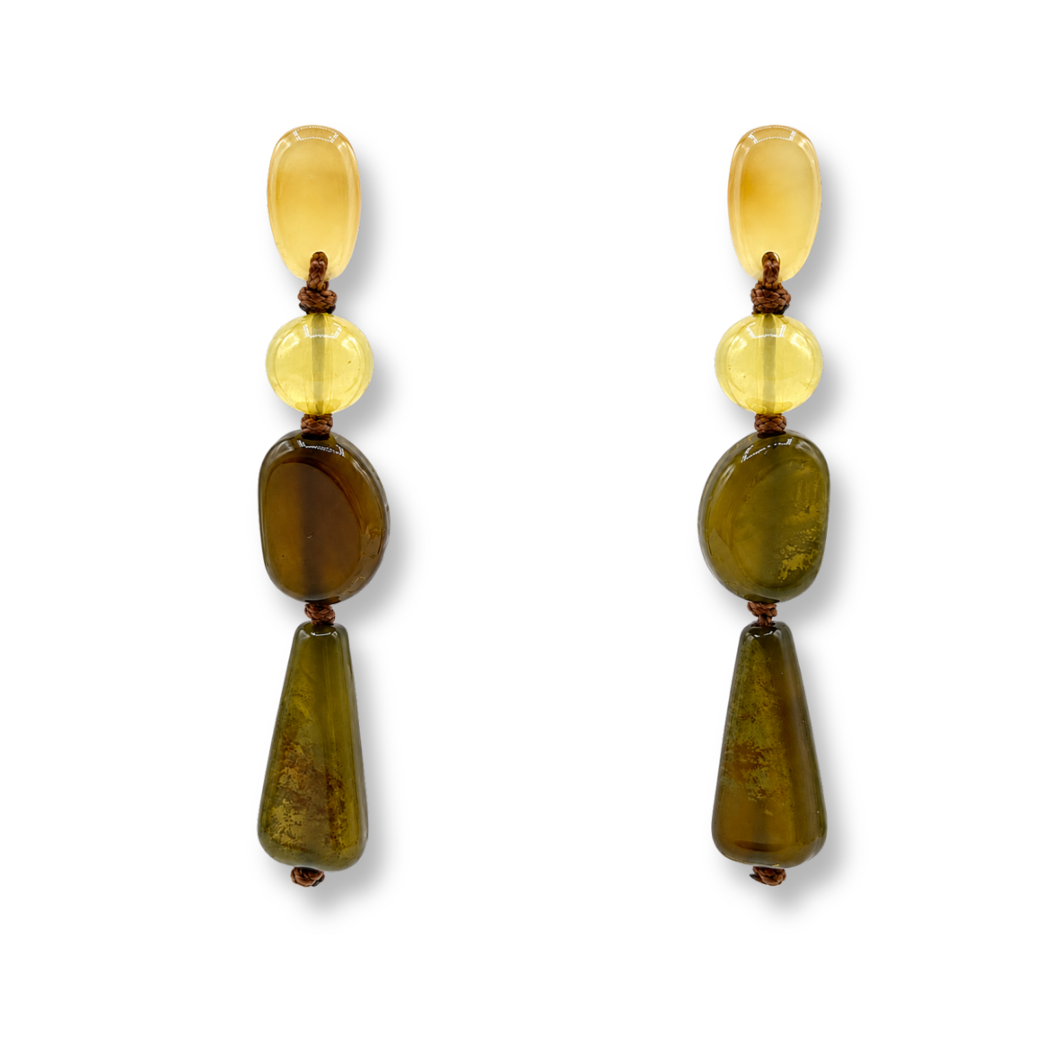 Rachel Lightweight Shades Of Olive Resin Drop Earrings