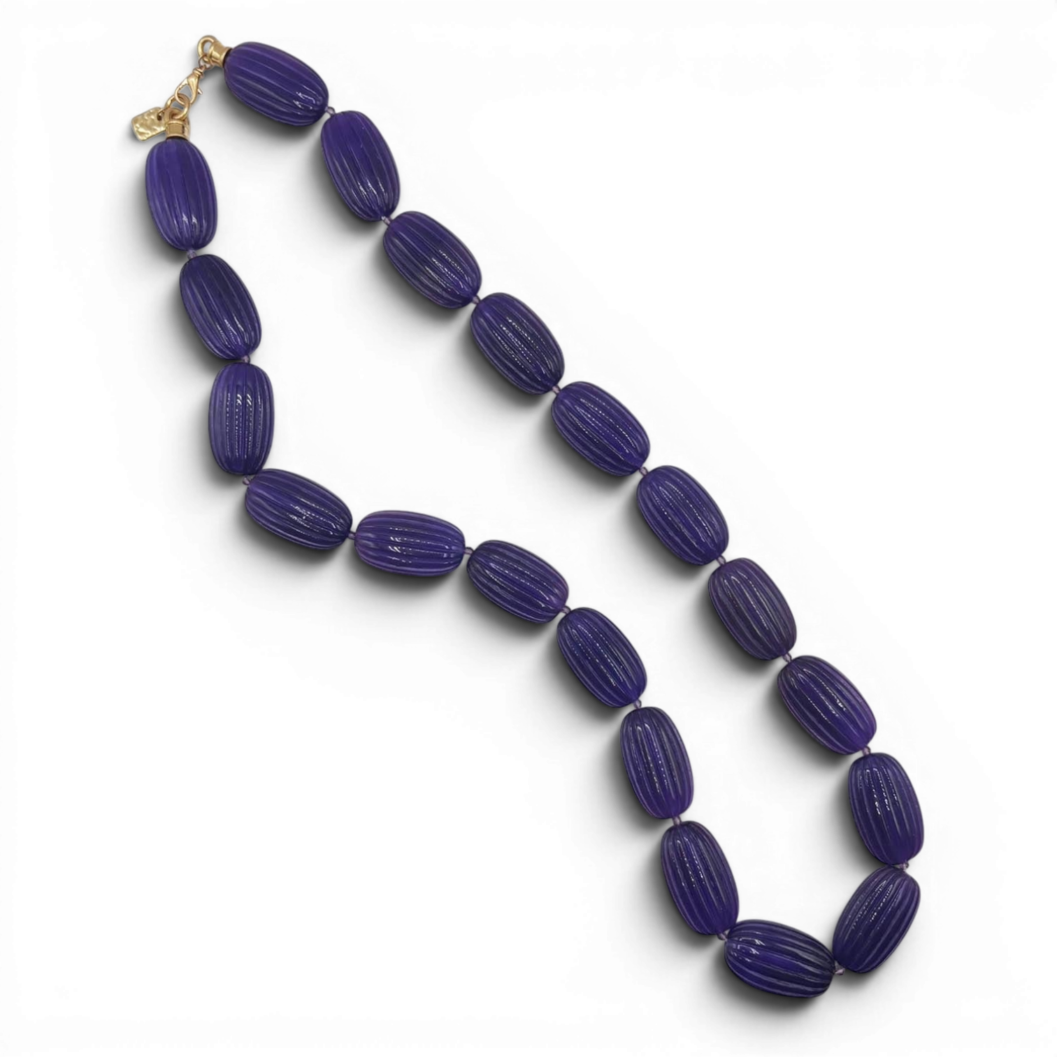 Renata Large Amethyst Resin Carved Bead Necklace