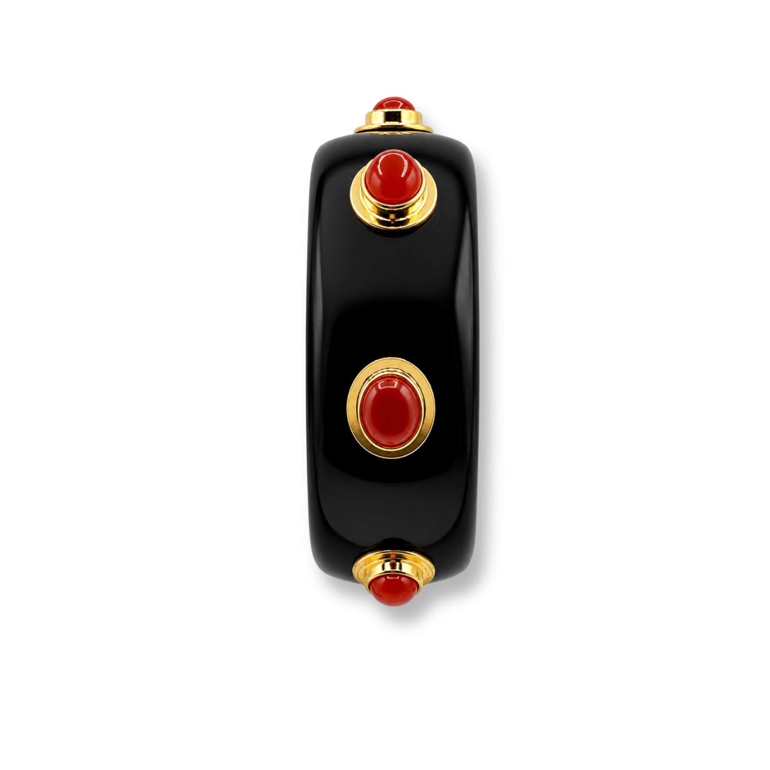 Renee Bangle In Black Resin And Carnelian Stones