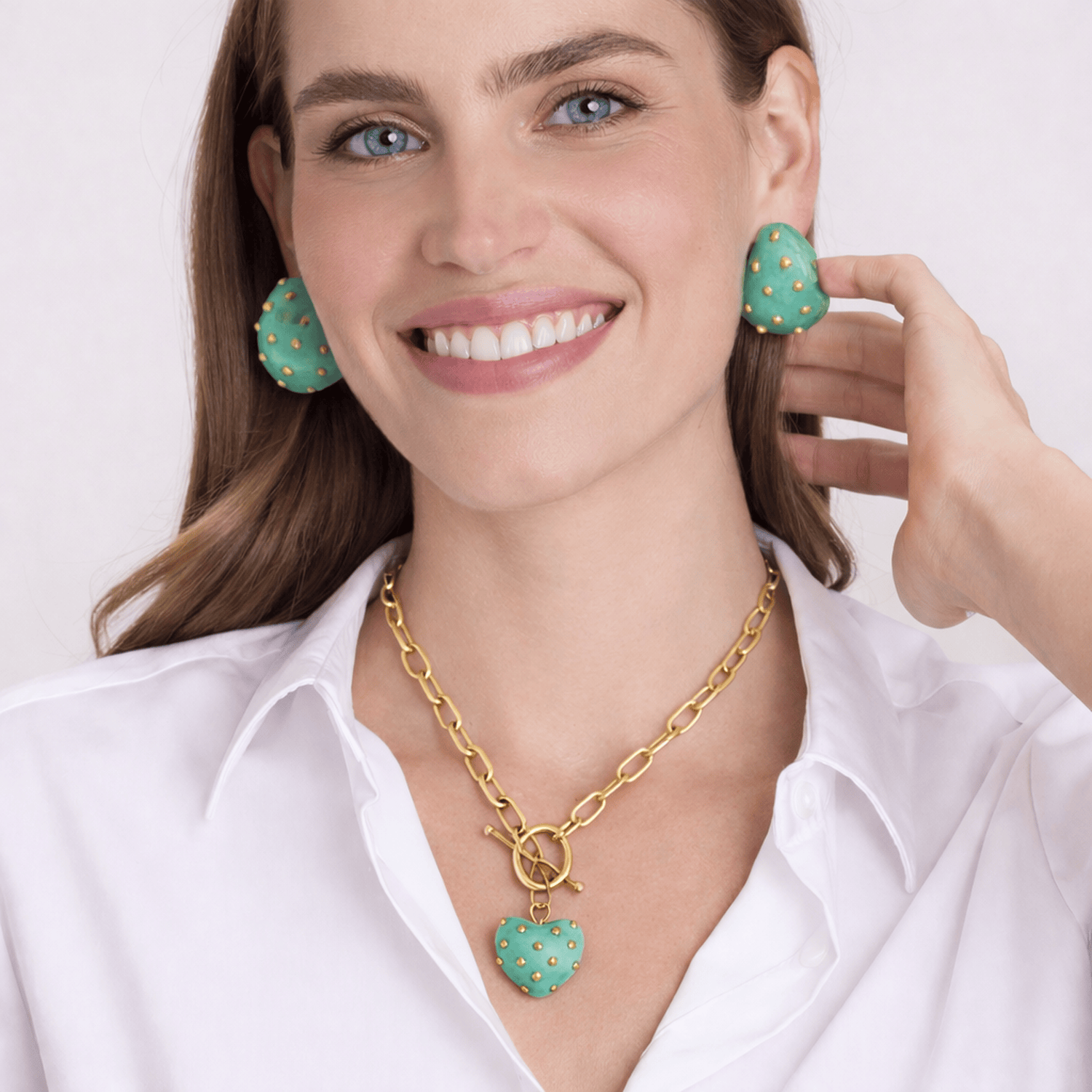 Celestine Jade Resin Heart Pendant