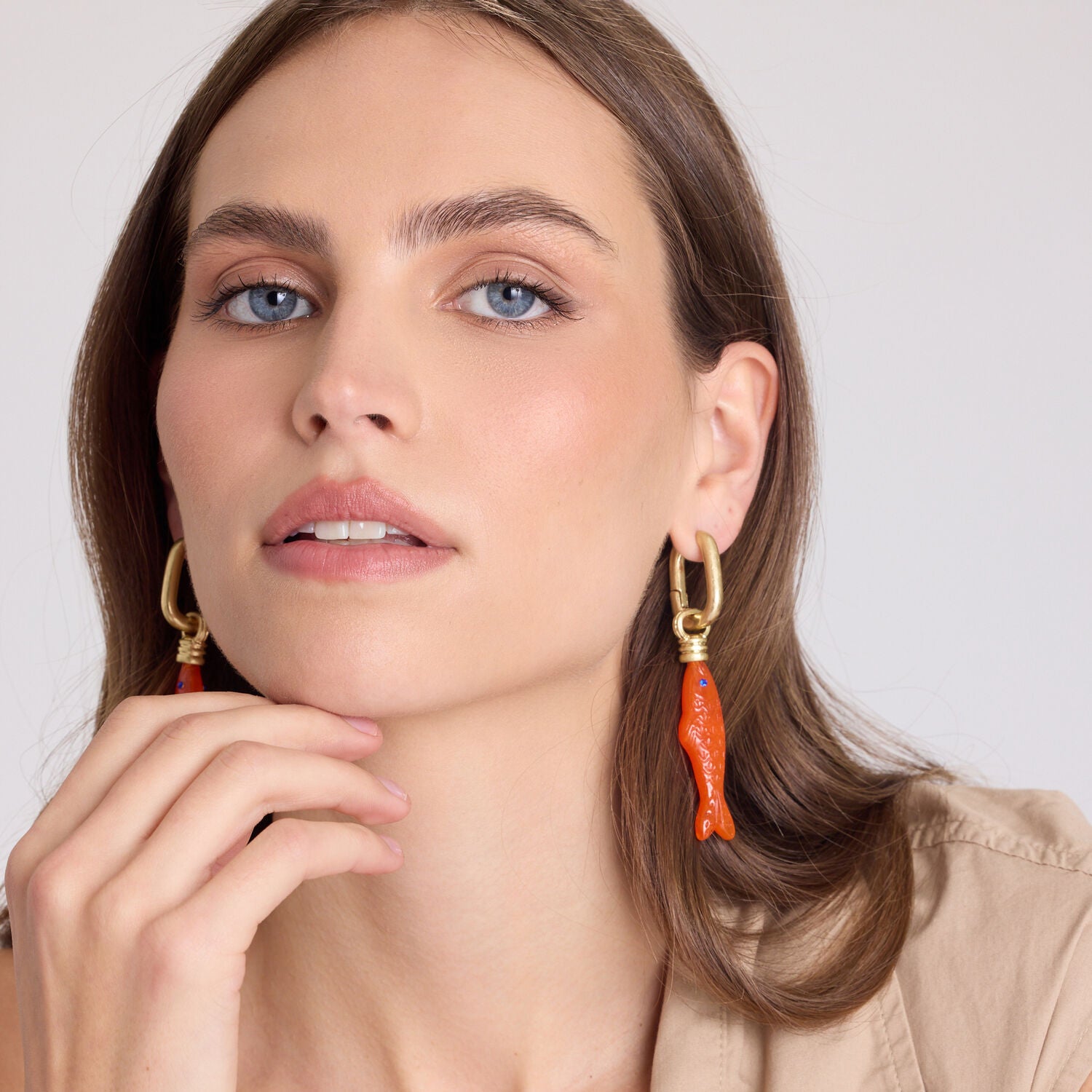 Fish Ochre Resin Drop Earrings