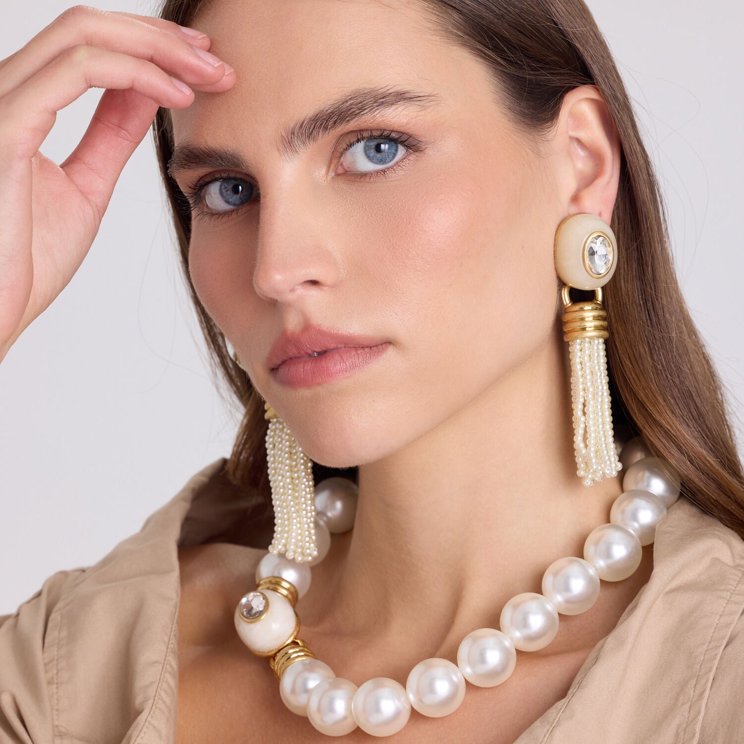 Grace Mother Of Pearl Resin Earrings With Pearl Removable Drop
