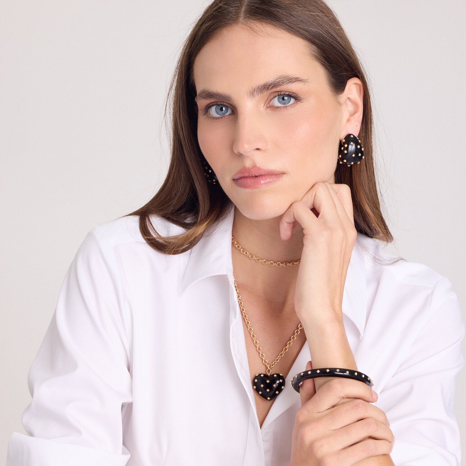 Clementine Studded Black Resin Bangle