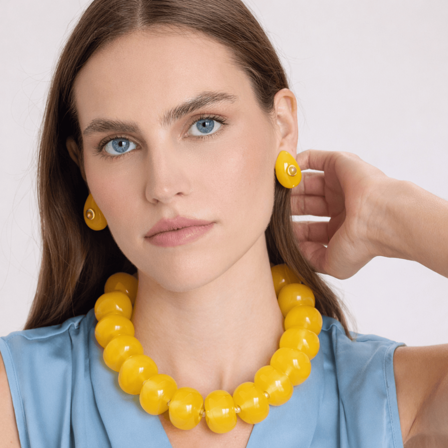 Rosamund Ochre Resin Pierced Earrings