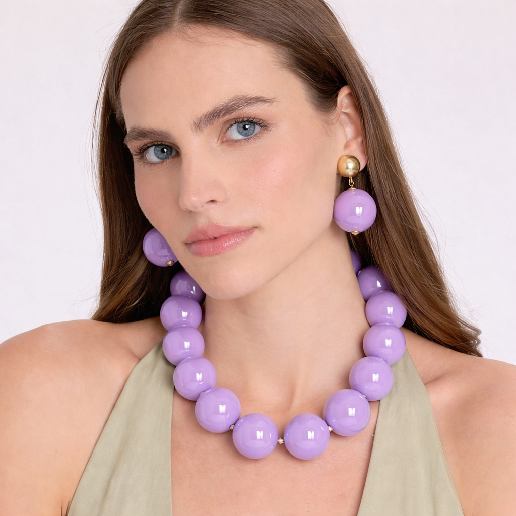 Marylynn Lavender Ball Drop Earrings