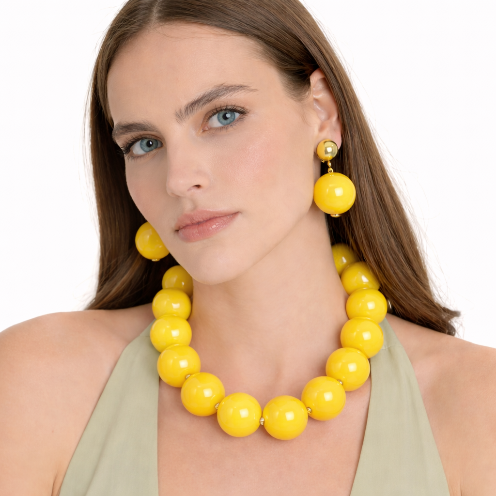 Marylynn Yellow Ball Drop Earrings