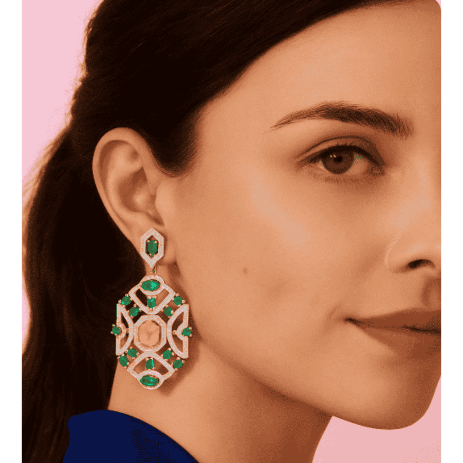 Norma Emerald And Canary Cubic Zirconium Deco Earrings