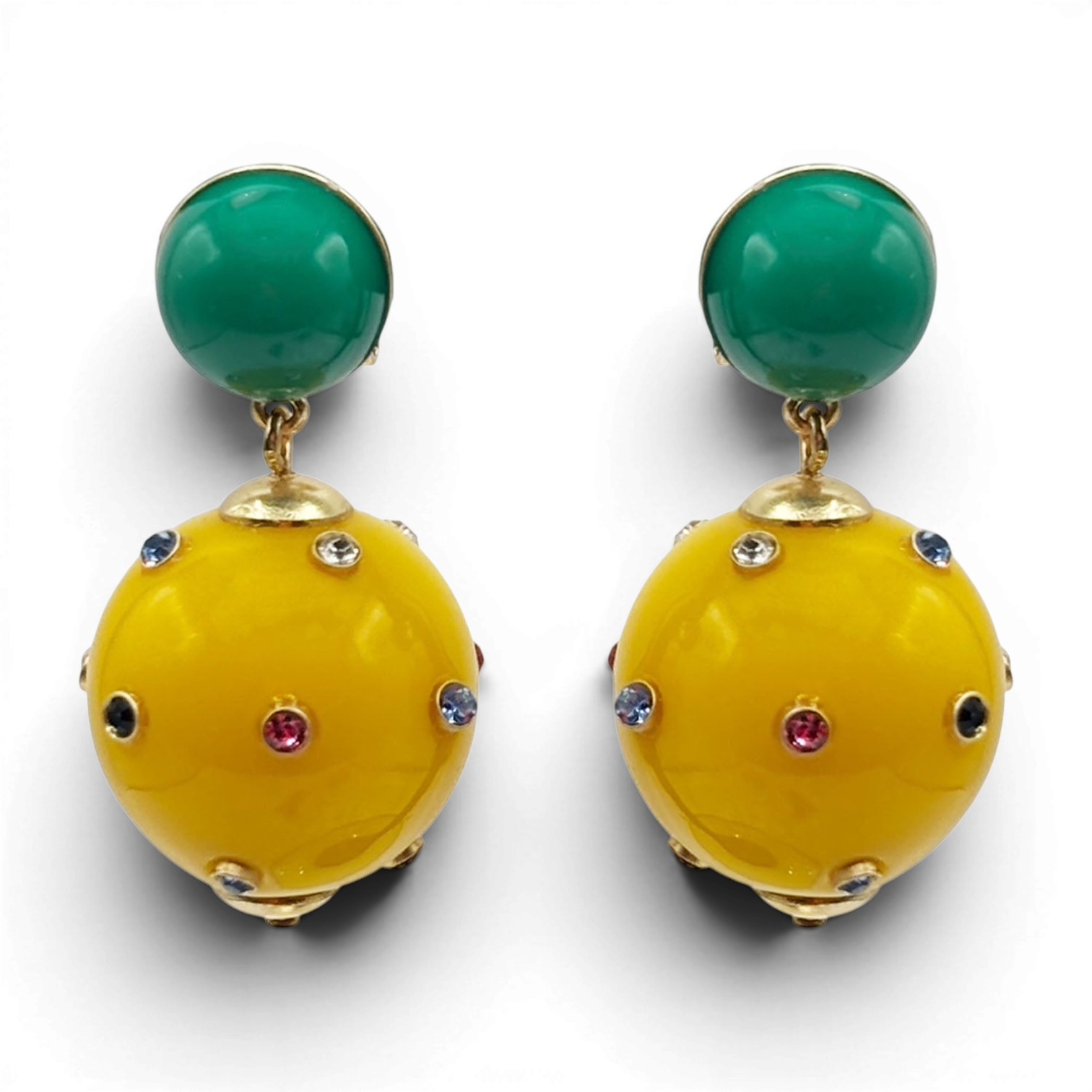 Valentina Jade And Amber Resin Studded Pierced Earrings