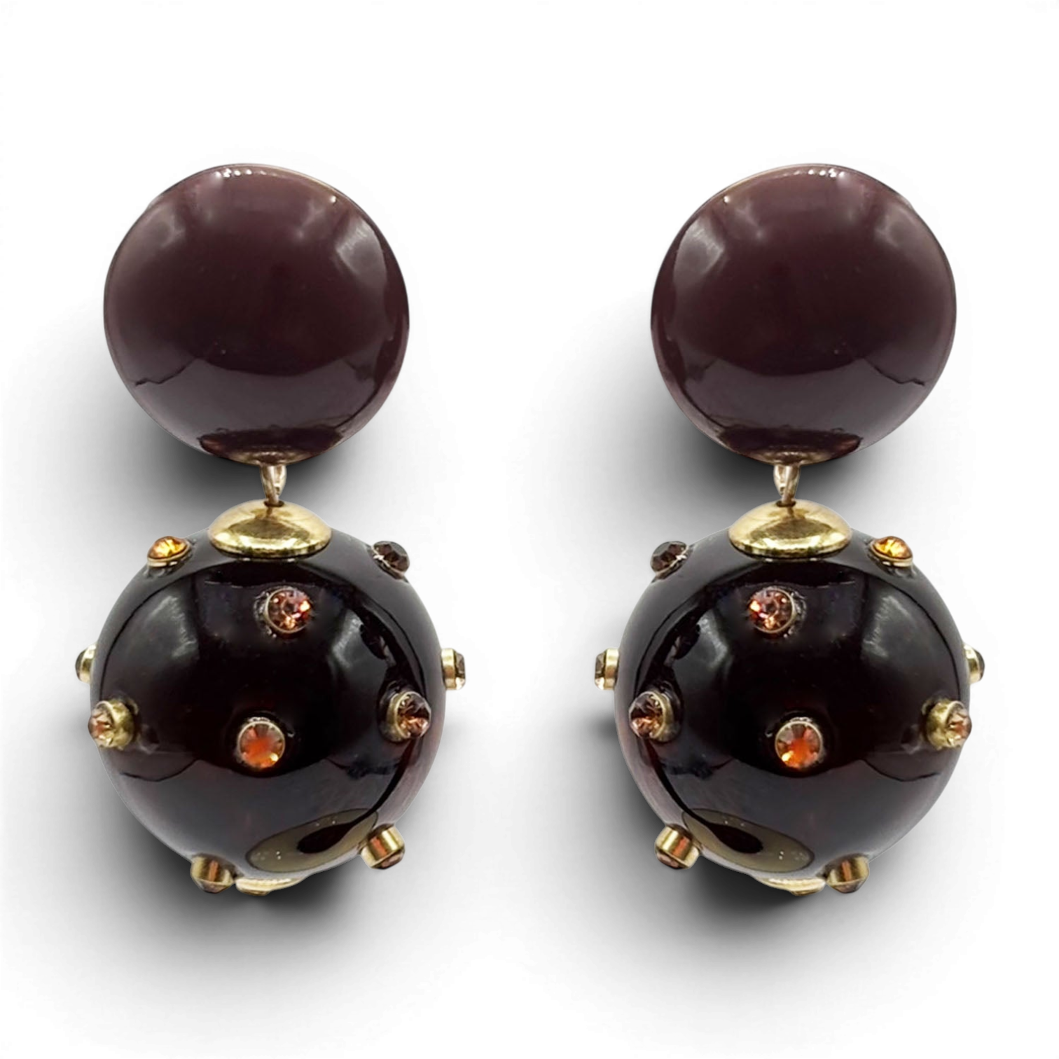 Valentina Tortoise And Tortoise Resin Studded Pierced Earrings