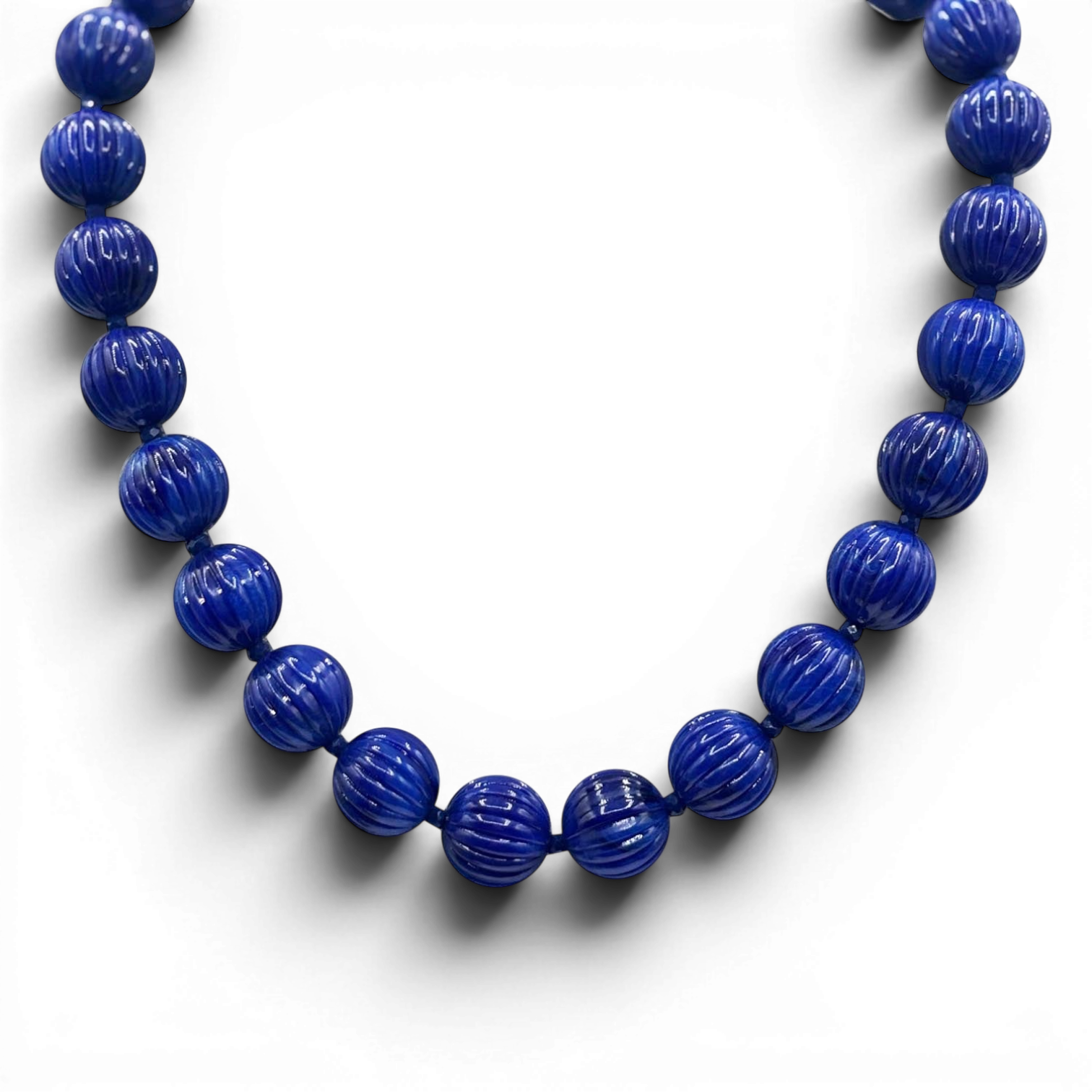 Collar de cuentas de melón de dieciséis pulgadas con zafiro tallado de Vicenza Vicenza