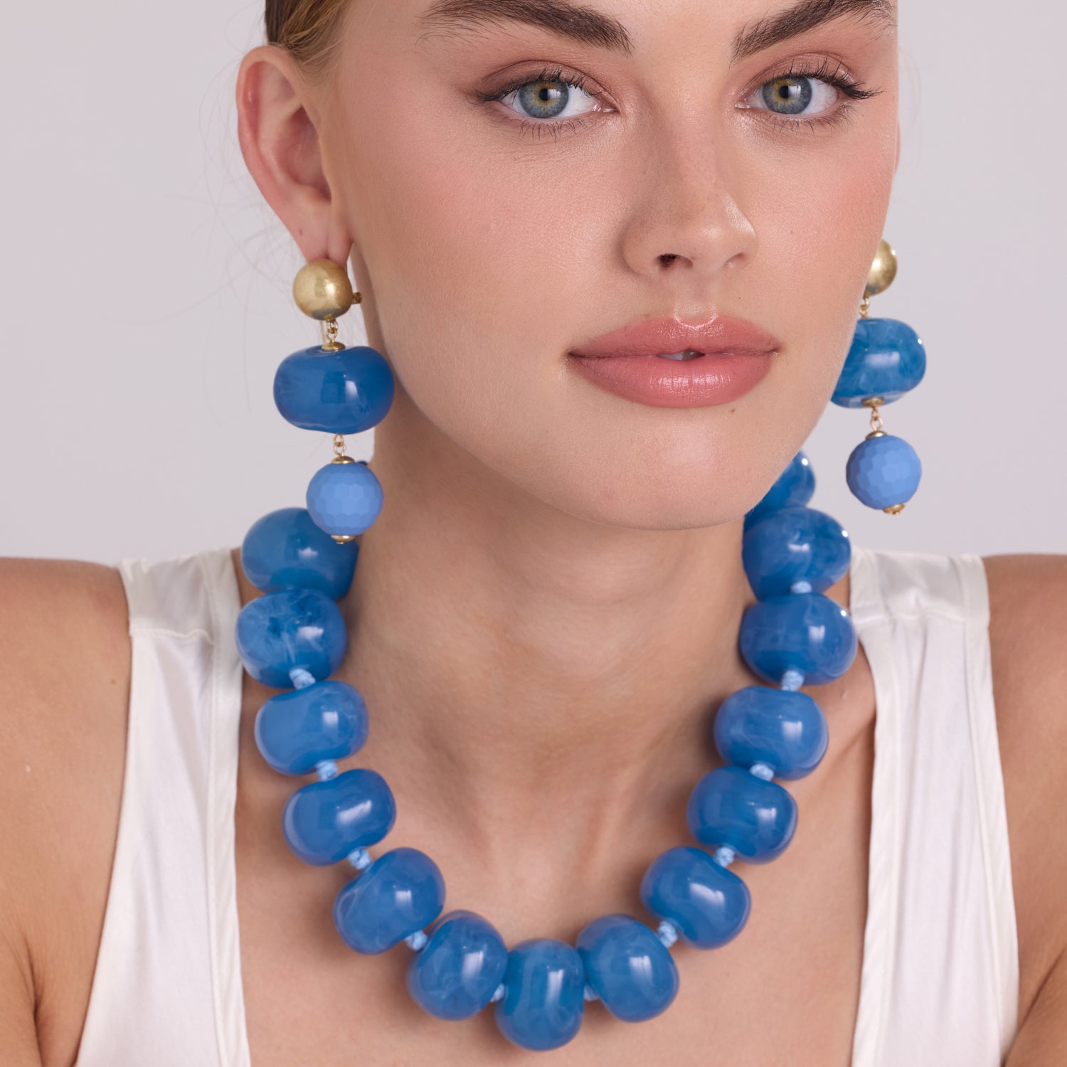 Vivienne Cornflower Blue Resin Necklace