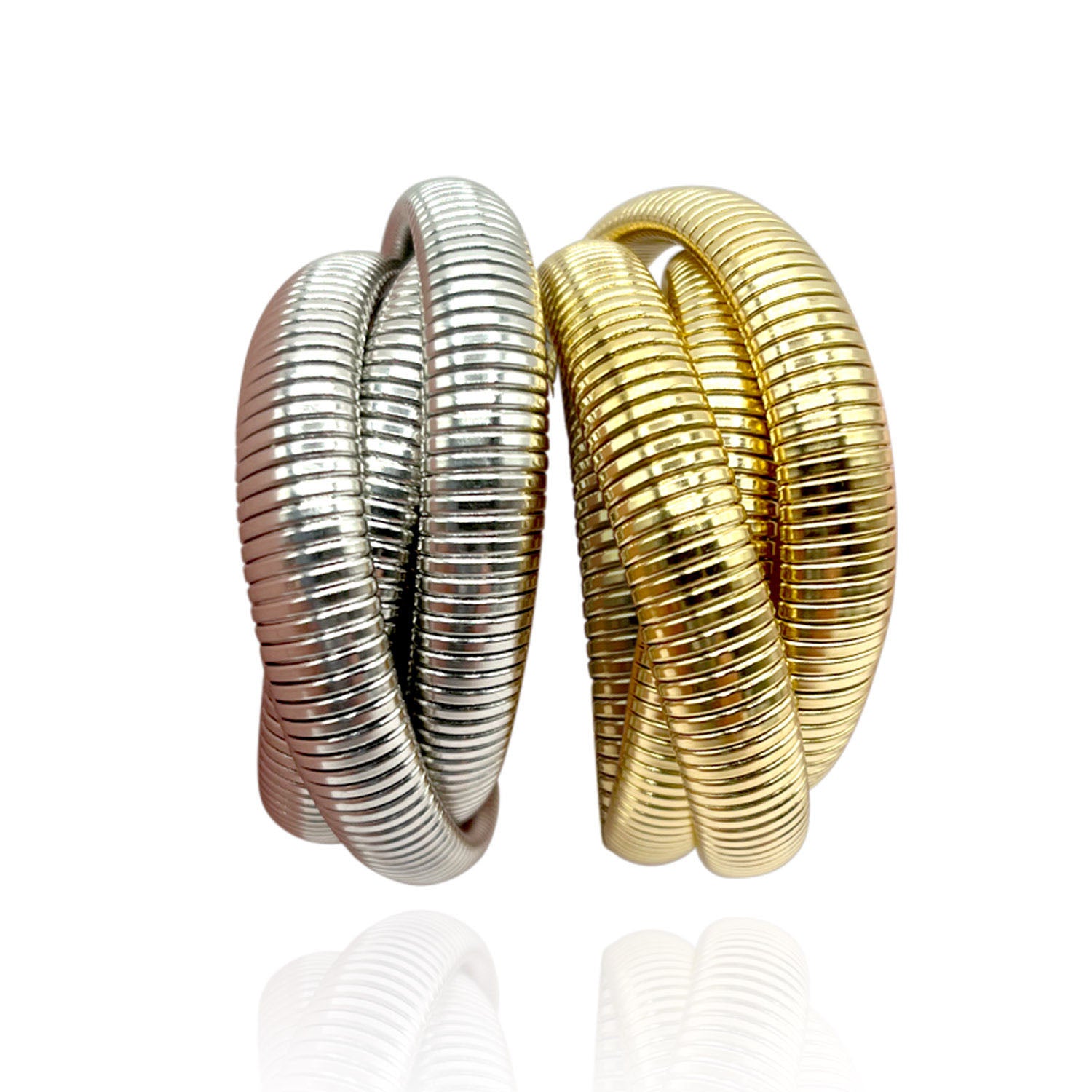 Felicie Rhodium Plated Three Strand Cobra Bracelet