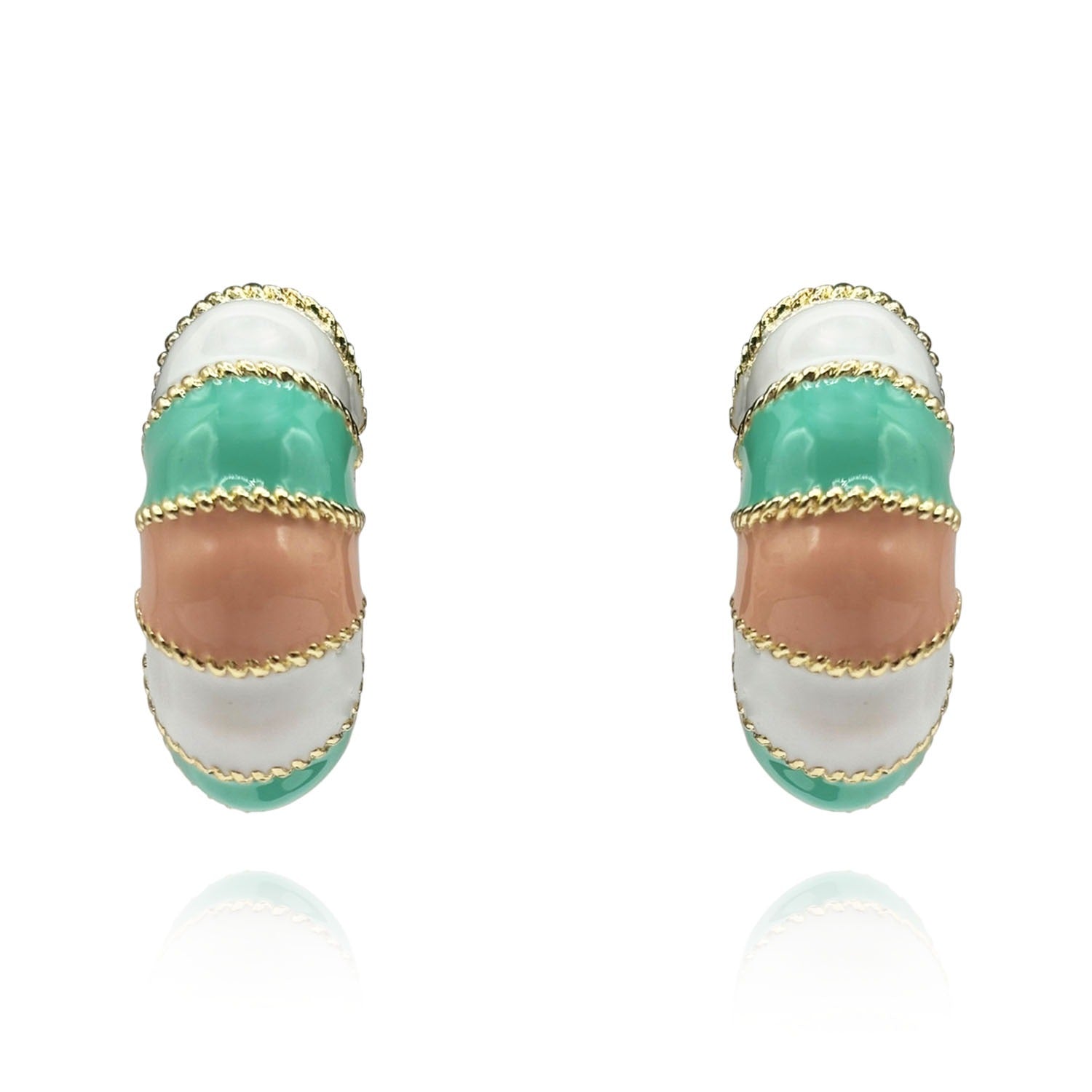 Pendientes de clip Caprice con esmalte multicolor bañados en oro