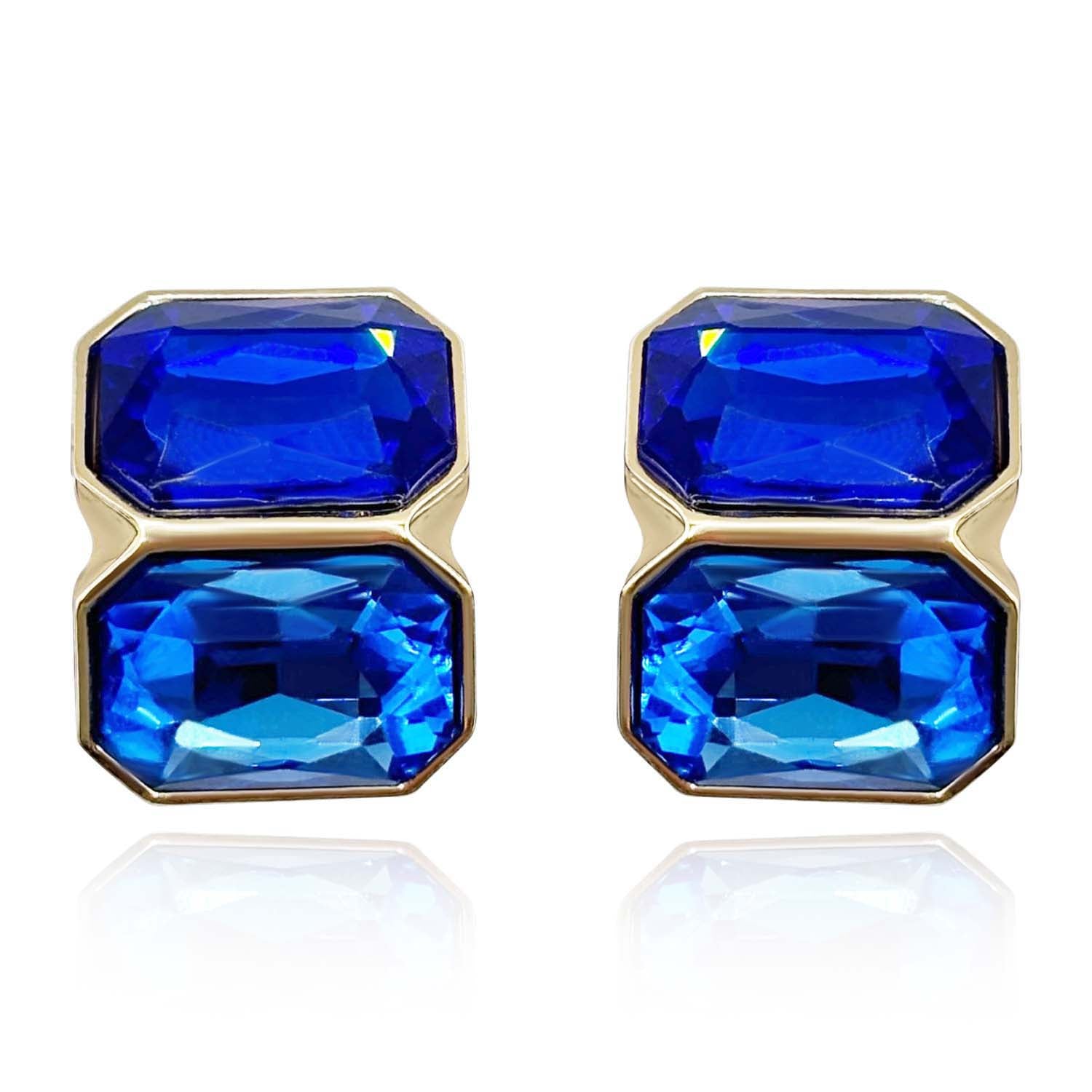 Clara Sapphire And Light Sapphire Double Stone Clip Earrings