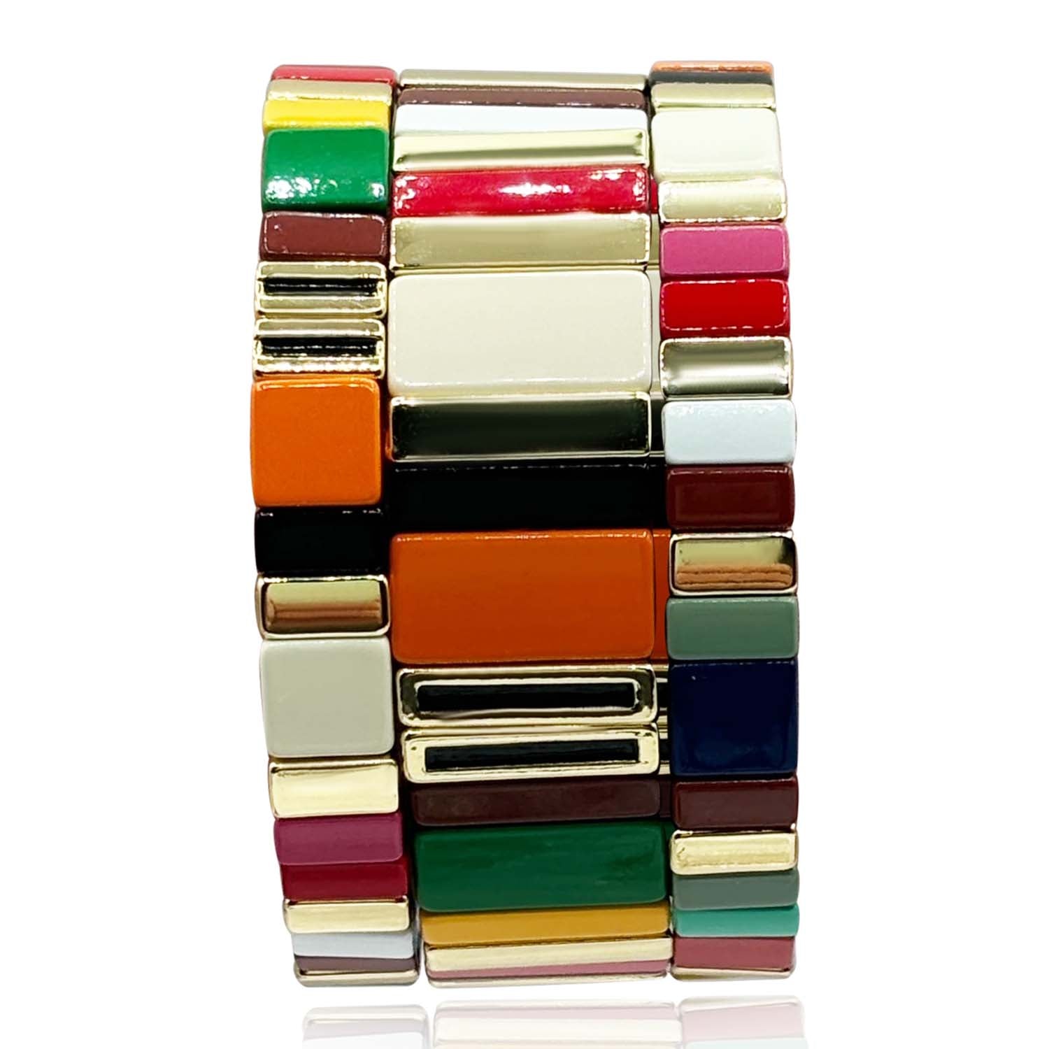 Larissa Enamel Elastic Three Piece Bracelet Set