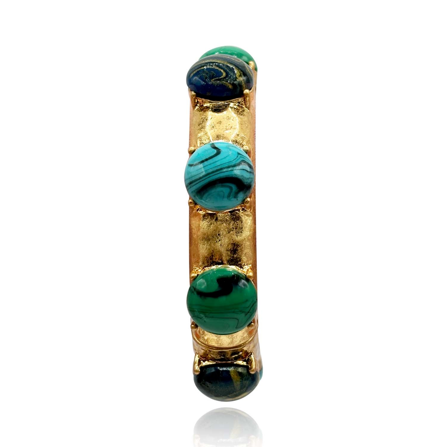 Blair Antique Gold Stretch Bracelet With Malachite, Lapis, And Turquoise Resin Stones