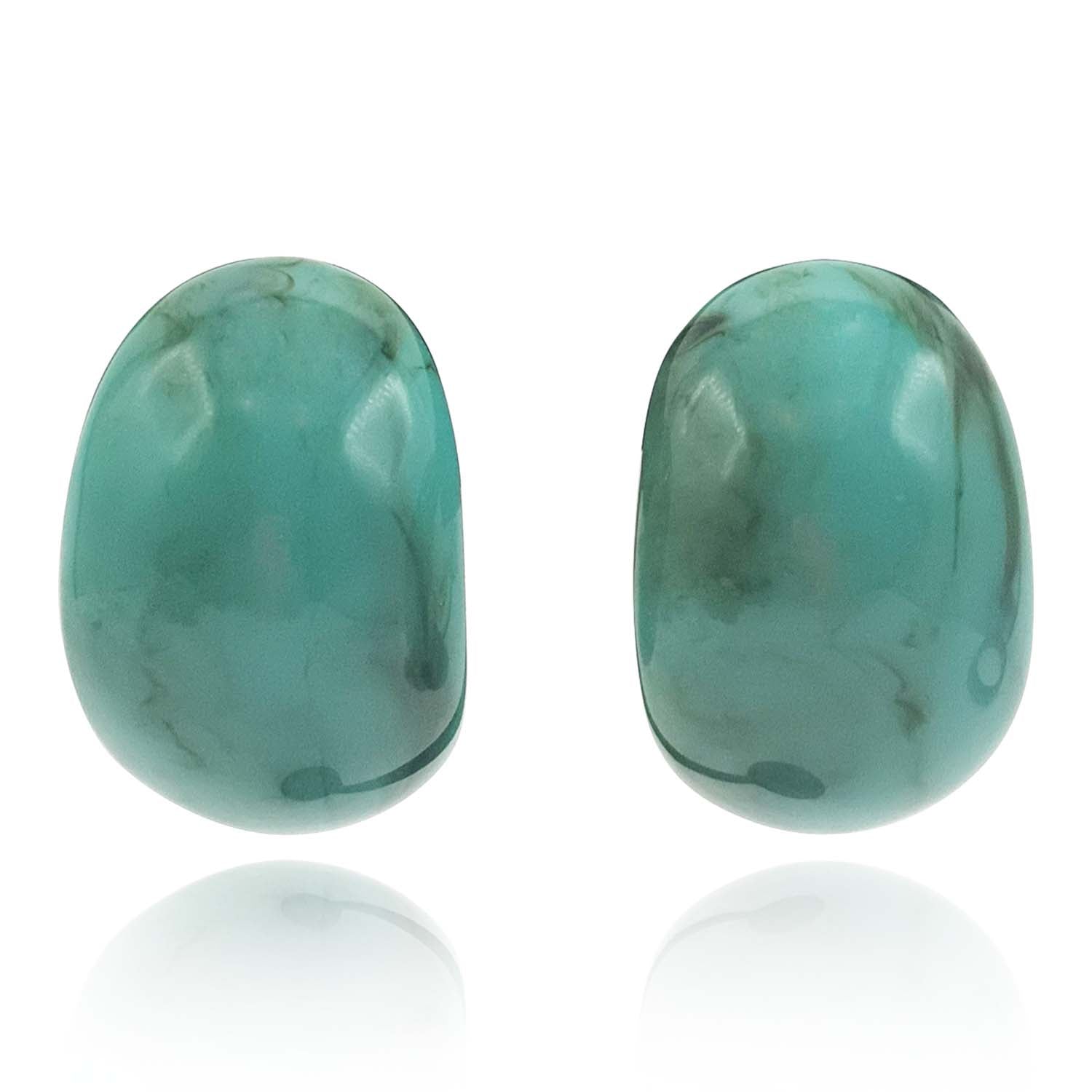 Merrie Turquoise Marbled Resin Semi Hoop Clip On Earrings