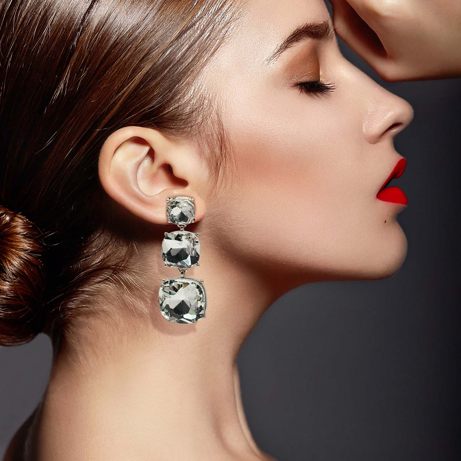 Mackenzie Triple Cushion Shape Crystal Drop