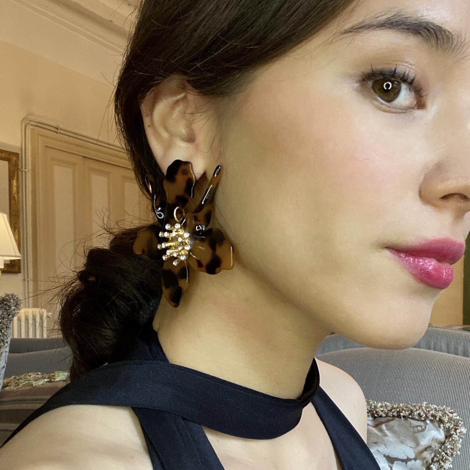 Aurelia Tortoise Floral Resin Drop Earrings