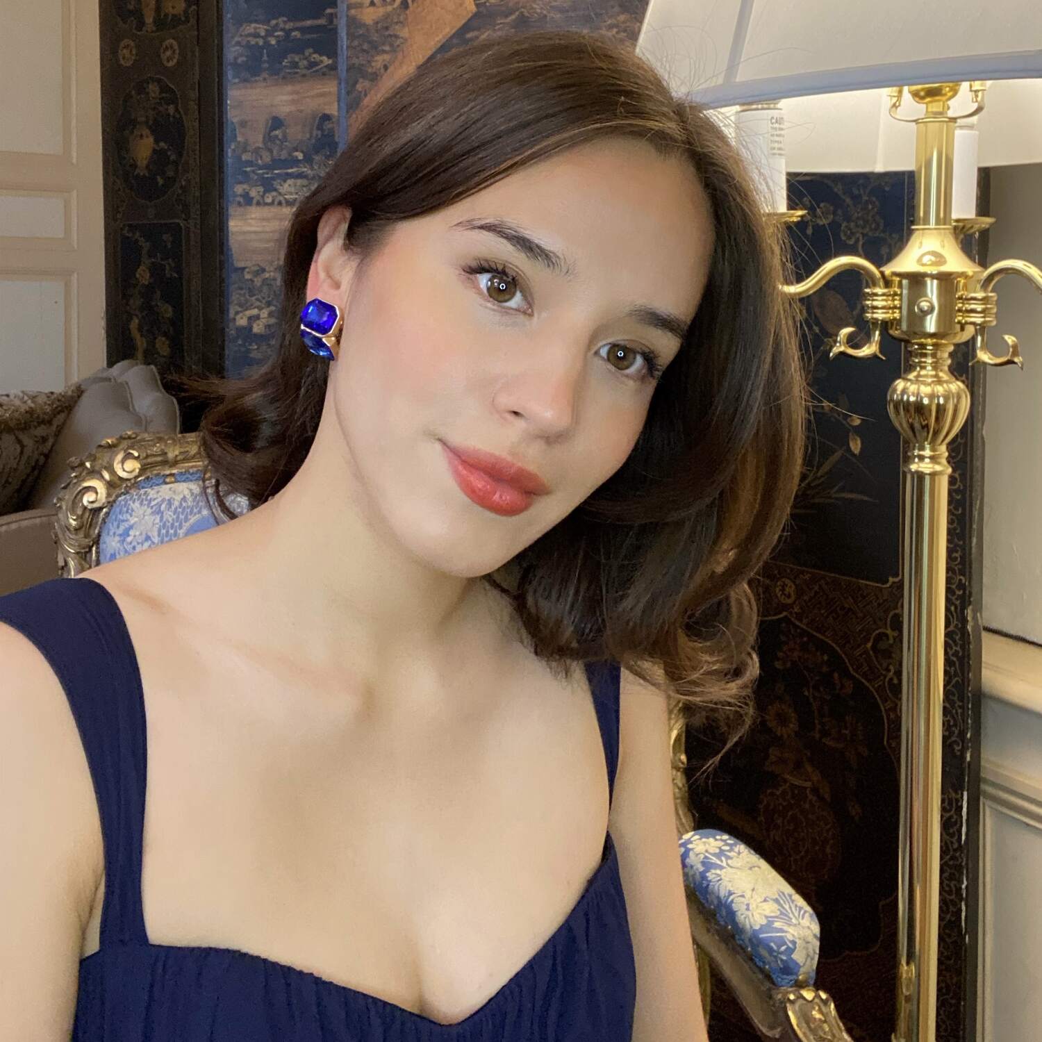 Clara Sapphire And Light Sapphire Double Stone Clip Earrings