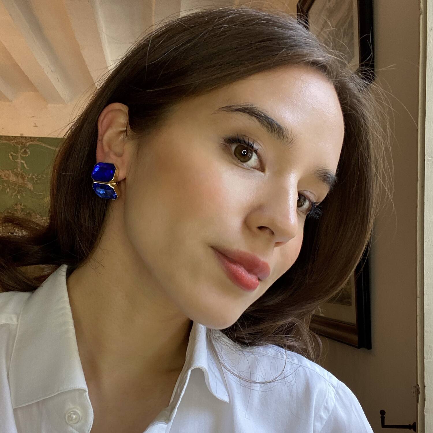 Clara Sapphire And Light Sapphire Double Stone Clip Earrings