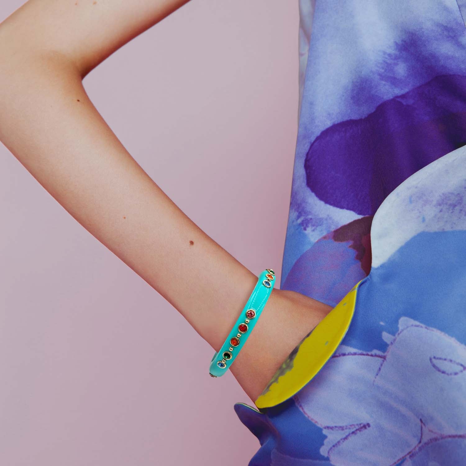 Holland Turquoise Resin Studded Resin Bangle