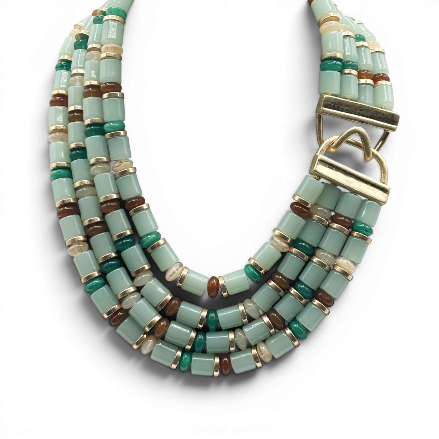 Zita Four Strand Multi Color Jade  Resin Necklace