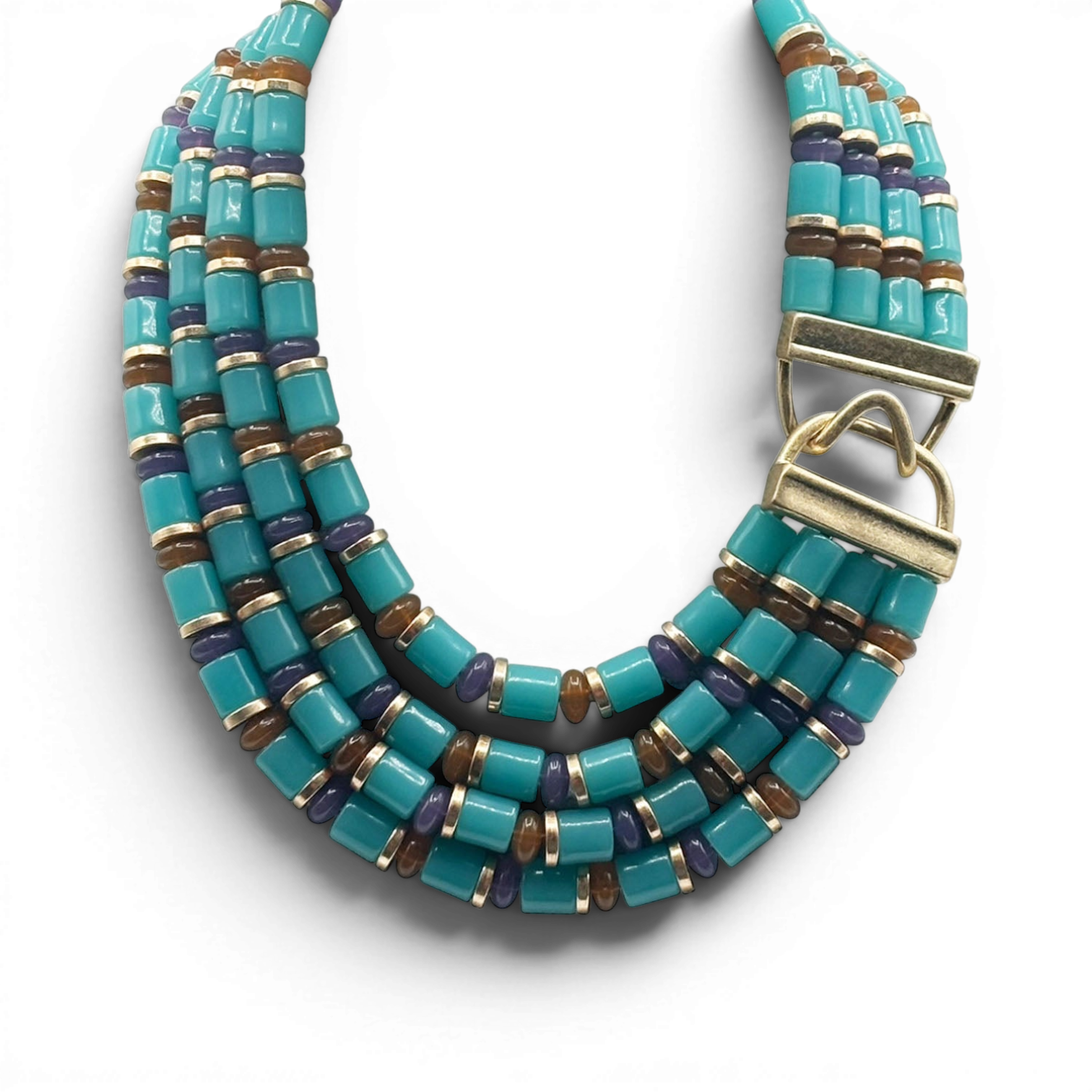 Zita Multi Strand Turquoise Multi Color Resin Necklace
