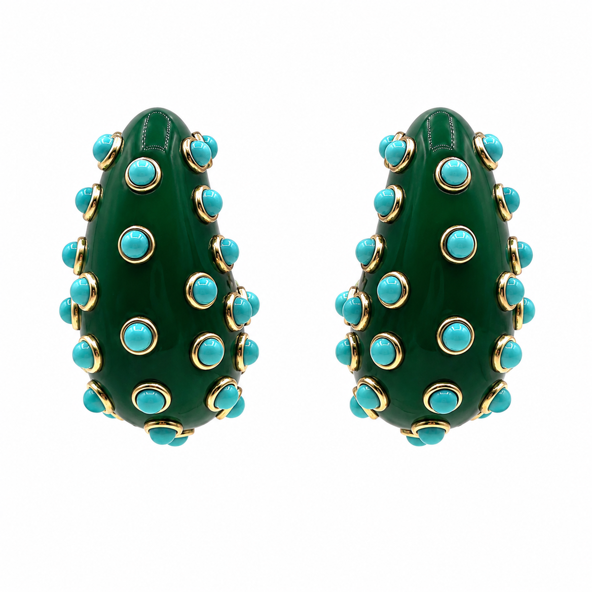 Chelsea Green And Turquoise Clip Hoop Earrings