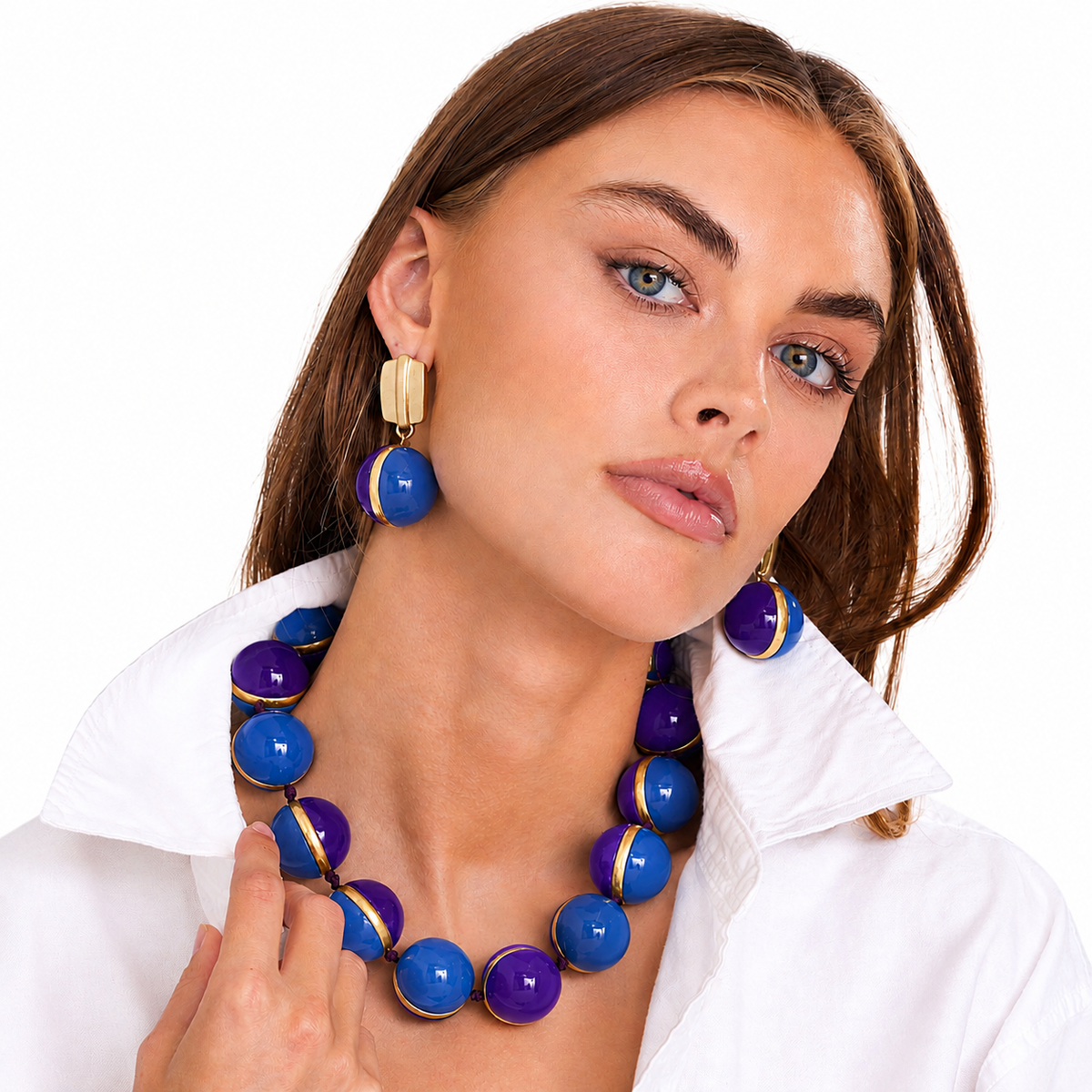 Dina Blue And Purple Two Tone Drop Earrings