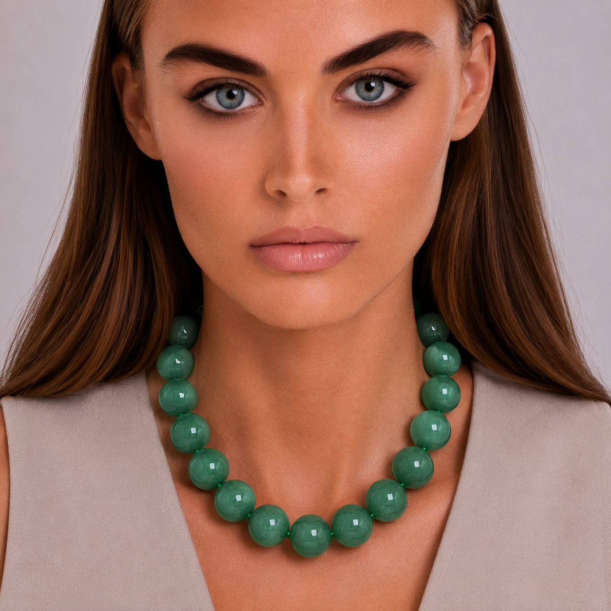 Abigail 16Mm Semi Precious Green Aventurine Necklace