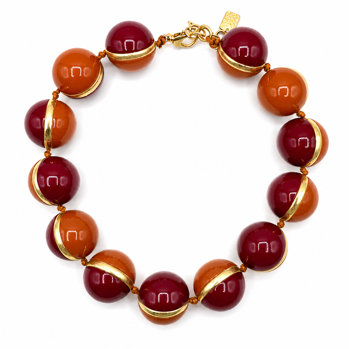 Dina Tobacco And Burgundy Resin Two Tone Necklace