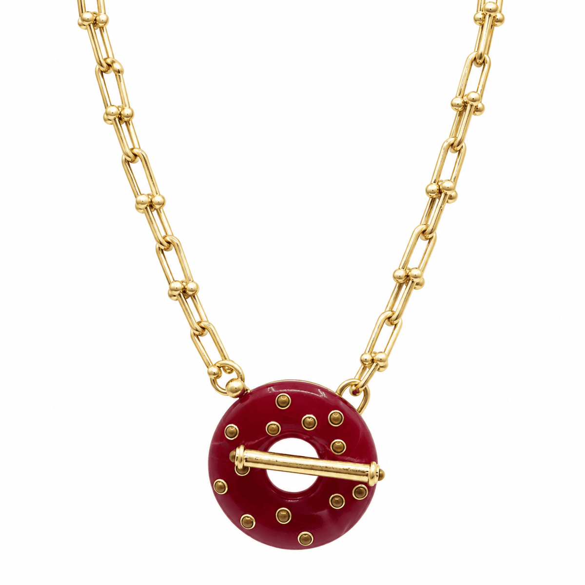 Beatrice Burgundy Resin And Carnelian Toggle Necklace